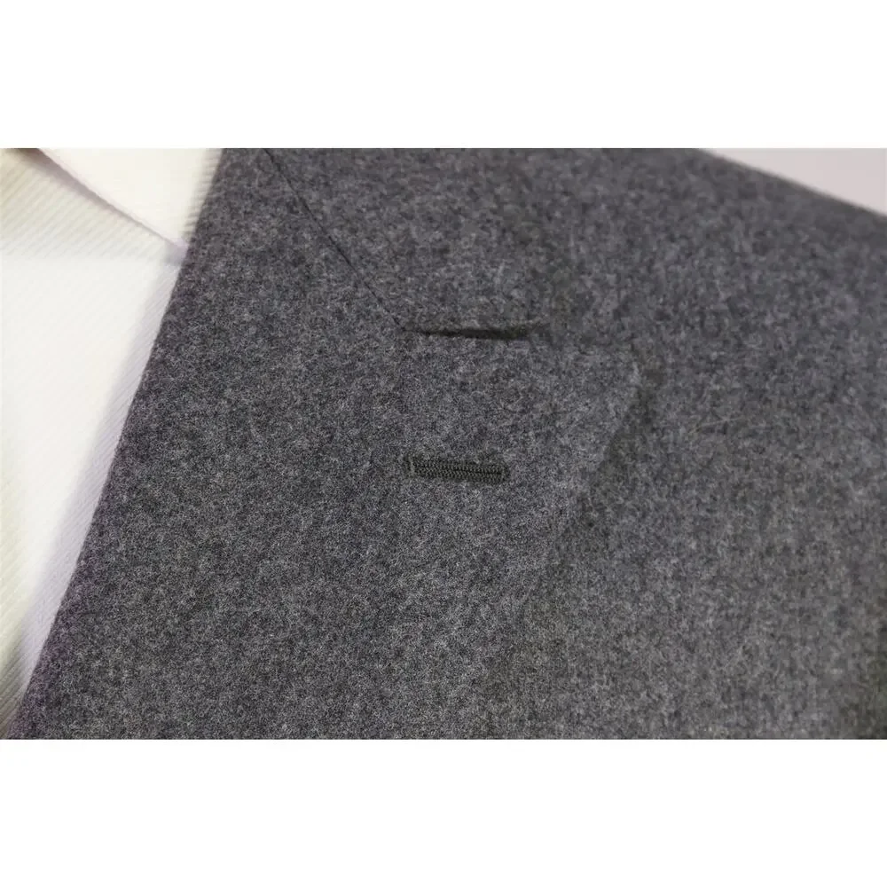 Sid Mashburn Kincaid No. 3 Gray Wool Cashmere Flannel Double Breasted Blazer 46R